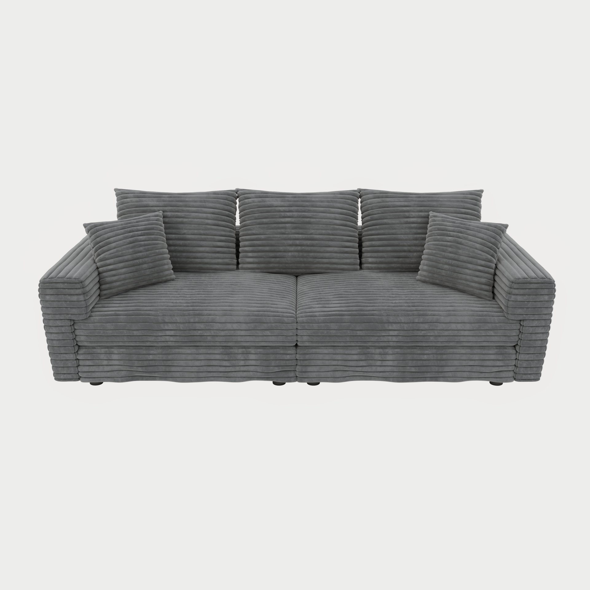 3 Seat Sofa, Deep Seat Couches With Soft Pillows And 1 Ottomans, Convertible Sofa Lounge Chair, For Living Room - Gray - Image 8