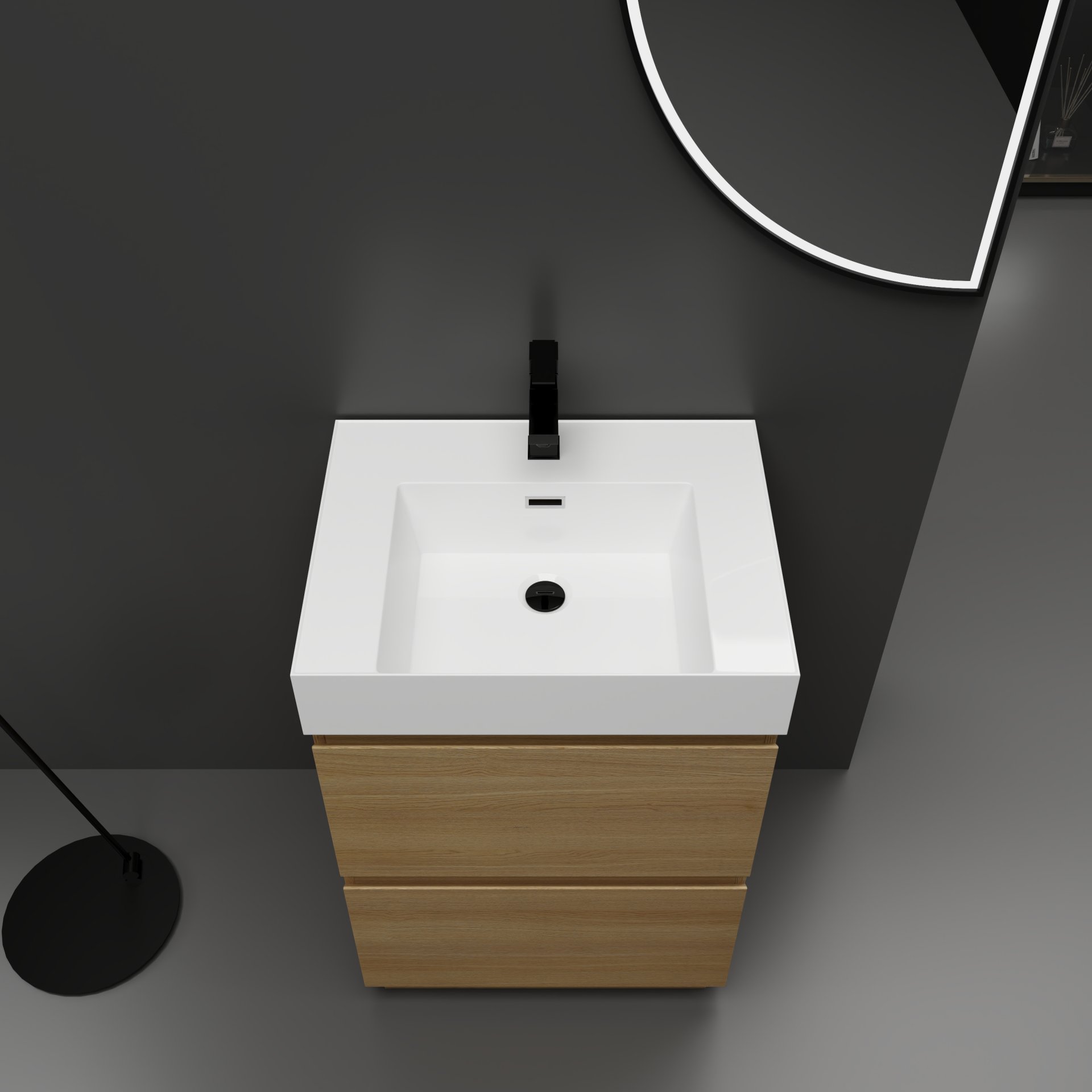 Modern Bathroom Vanities With Single Sink Combo - Oak - Image 6