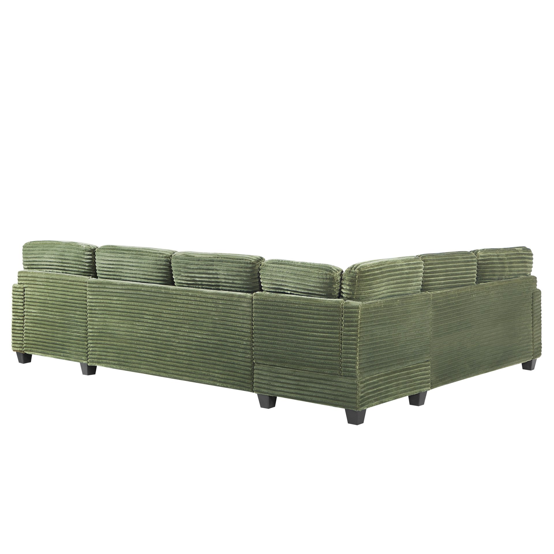 Modern Sectional Sofa U Shaped With Movable Ottoman And Side Storage Pockets Corduroy - Green - Image 16