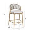 Outdoor Counter Height Aluminum Frame Counter Stools With Scallop Shaped Backrest & Water Resistant Cushions (Set of 2) - Maple - Image 3