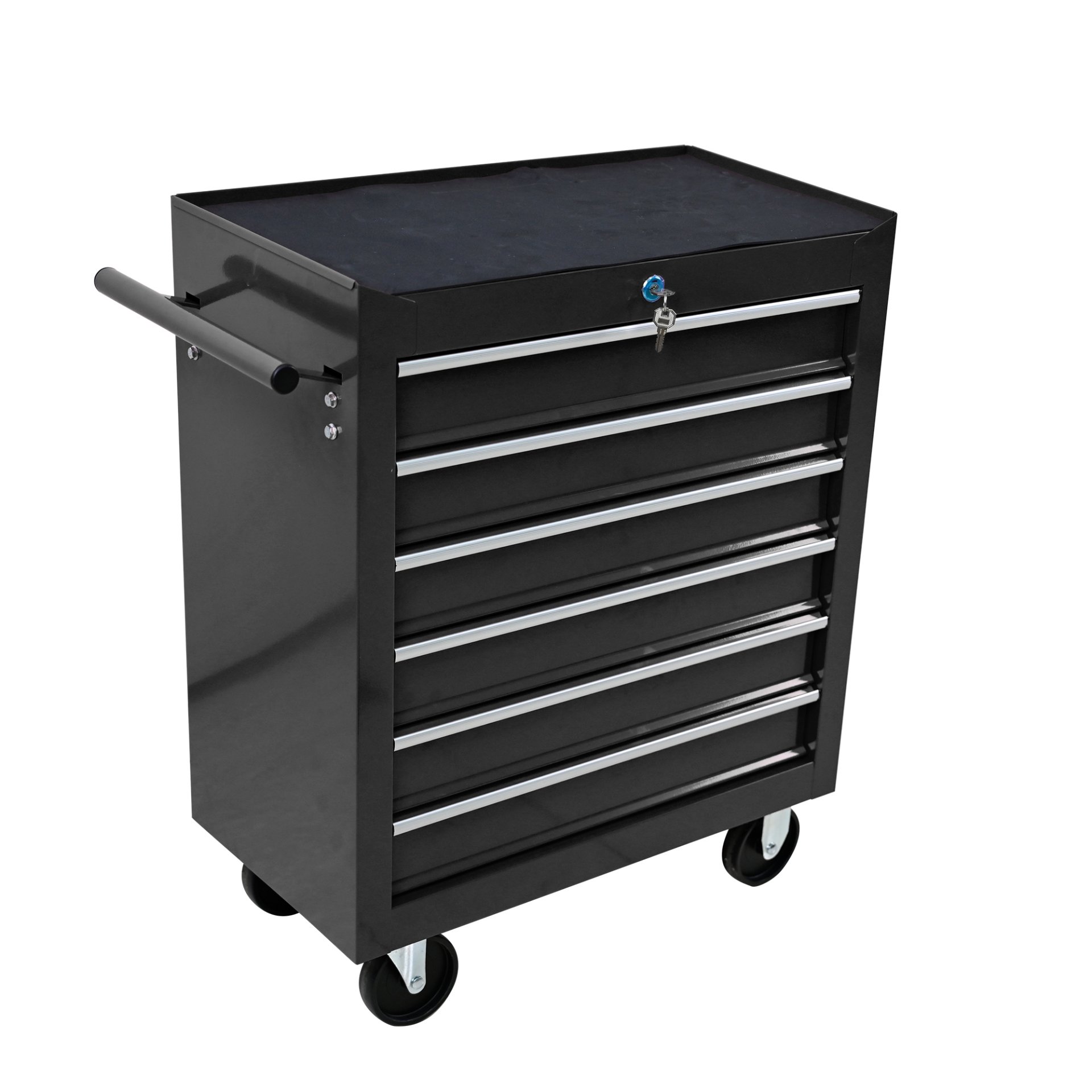 Rolling Tool Chest, 6 Drawer Tool Box With Wheels, Heavy Duty Industrial Service Cart Storage Organizer With Locking System, Rolling Tool Box Organizer Tool Case For Garage, Repair Shop - Black - Image 8