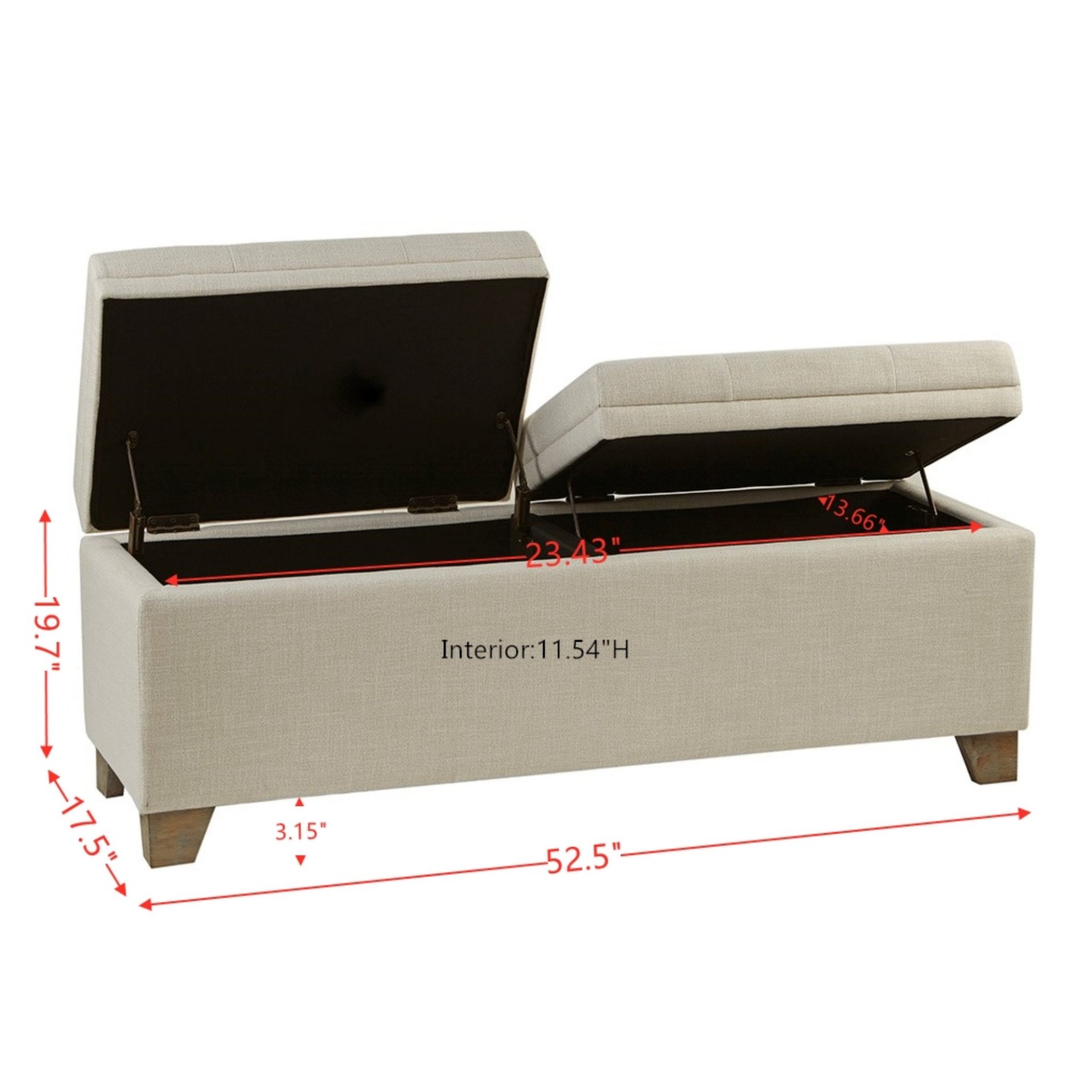 Soft Close Storage Bench Upholstered - Natural - Image 3