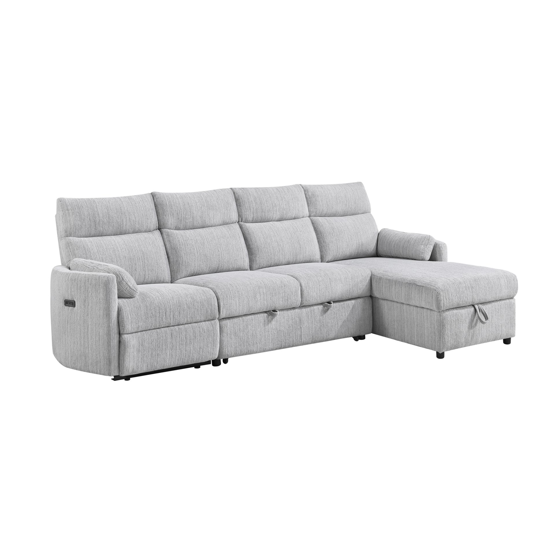 Sleeper Sofa With Storage Chaise - Grey - Image 4