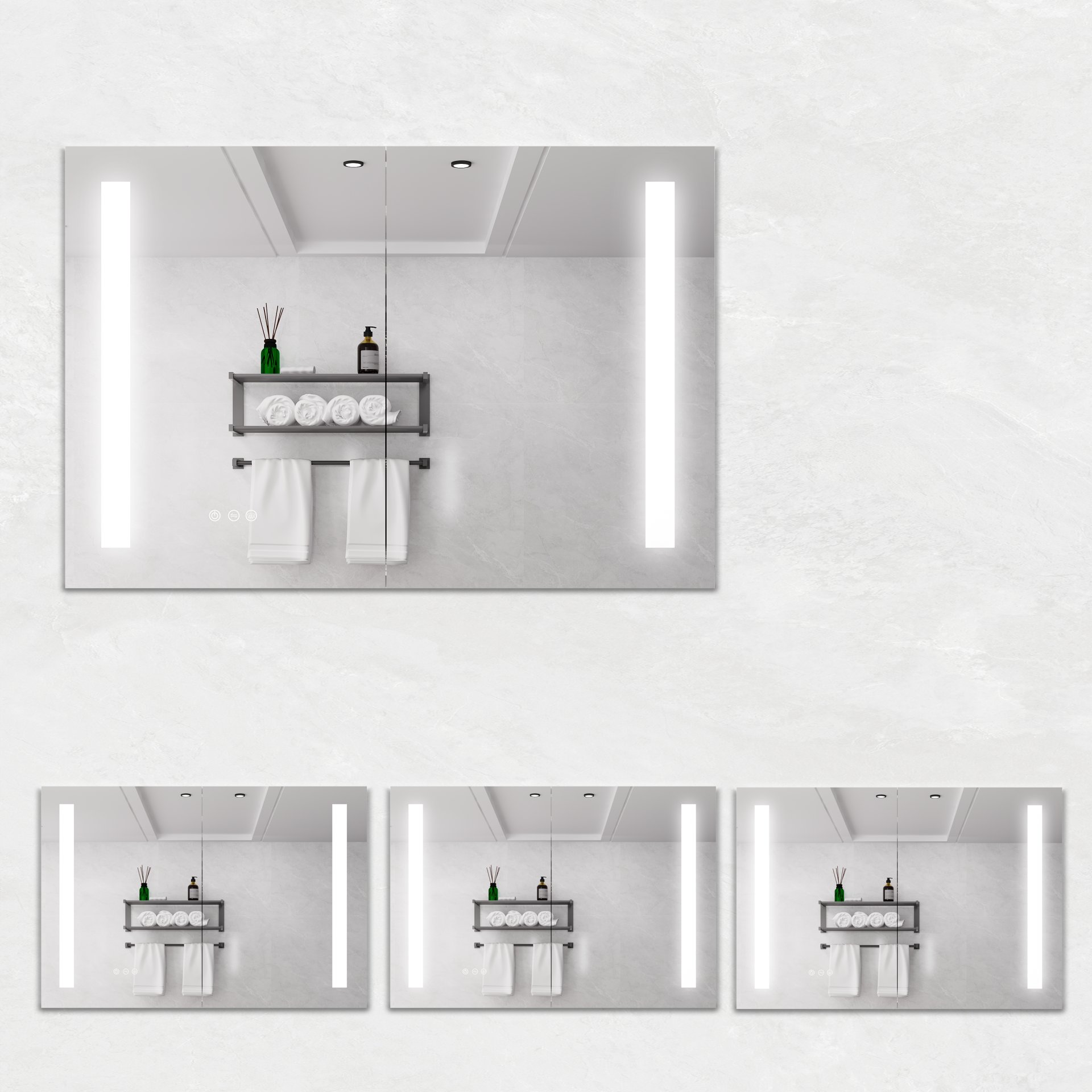 Bathroom Medicine Cabinet With Lights, LED Medicine Cabinet With Mirror, Double Door Lighted Medicine Cabinet With Defogger, Dimmer, Surface Mount - Silver - Image 5