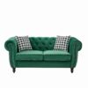 Chesterfield Sofa With Roll Armrest & Nailhead, 3 And 2 Seater - Green - Image 14