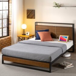 Queen Industrial Rustic Panel Bed Headboard Flat Boxed Option - Espresso
