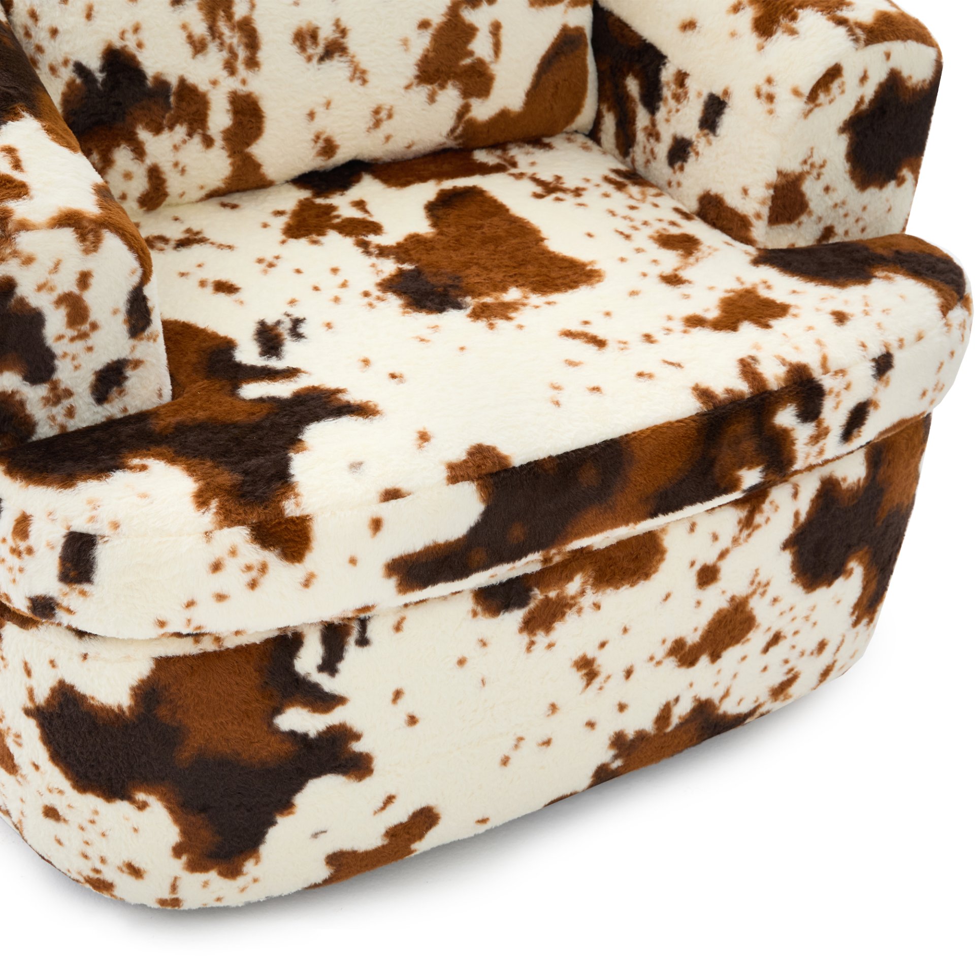 360° Swivel Accent Barrel Chair With Dual Layer Cushion, Round Seating For Living Room - Beige / Brown - Image 16