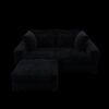 4 Seat Sofa, Deep Seat Couches With Soft Pillows And Movable Ottoman, Convertible Sofa Lounge Chair, For Living Room - Black - Image 16