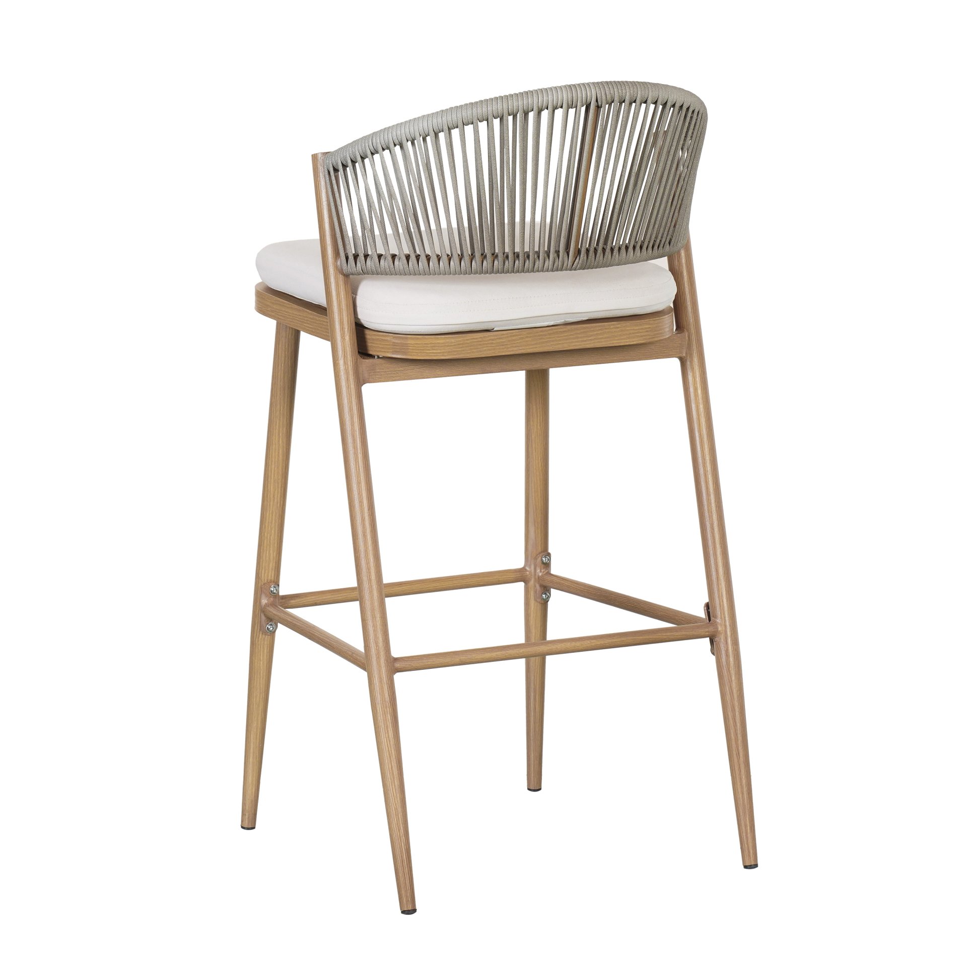 Outdoor Bar Height Aluminum Frame Counter Stools With Scallop Shaped Backrest & Water Resistant Cushions (Set of 2) - Maple - Image 18