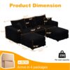 3 Seat Sofa, Deep Seat Couches With Soft Pillows And 2 Ottomans, Convertible Sofa Lounge Chair, For Living Room - Black - Image 16