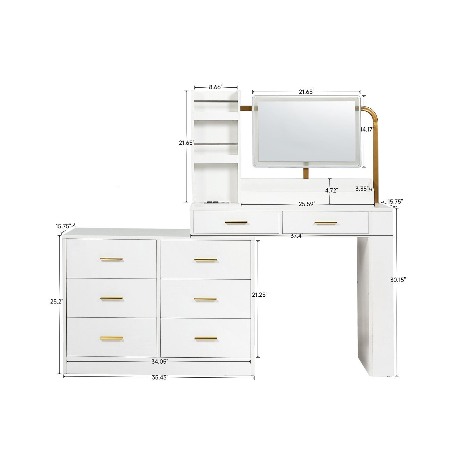 Modern 8 Drawer Dresser For Bedroom Ample Storage Wide Chest Of Drawers, Sturdy & Safe - White - Image 3