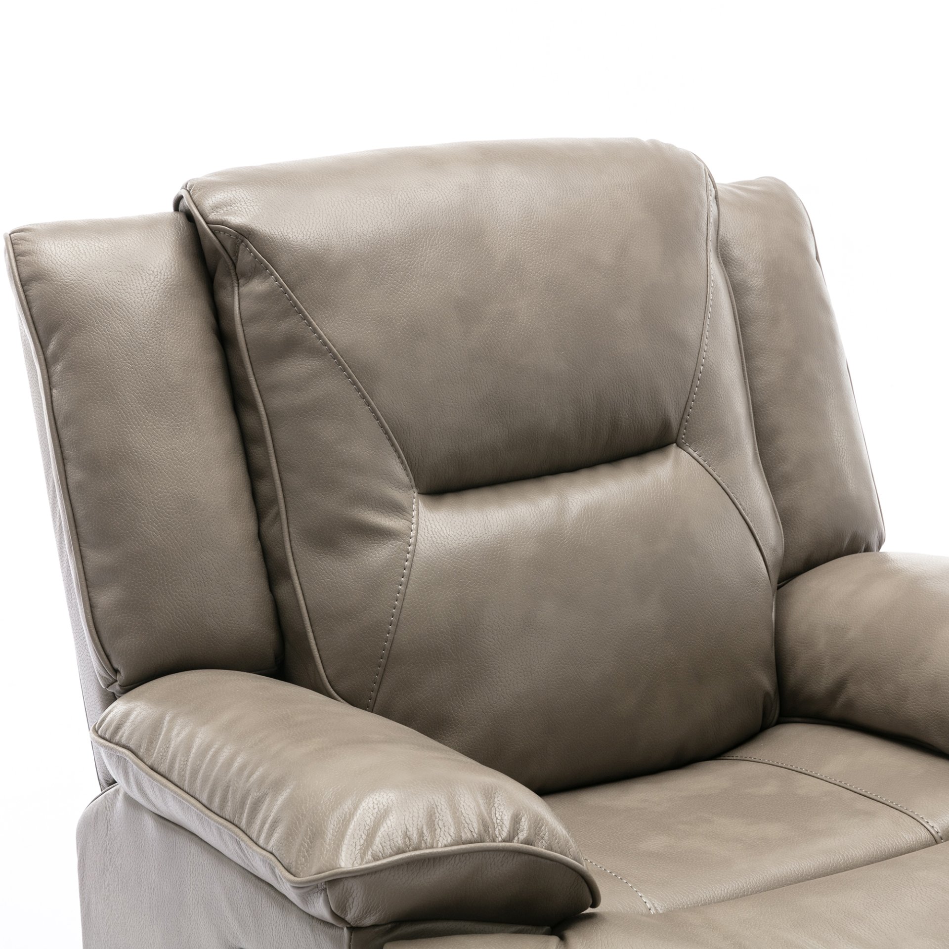 3 Seater Home Theater Recliner Manual Recliner Chair With A Led Light Strip Two Built-In Cup Holders For Living Room - Gray - Image 19