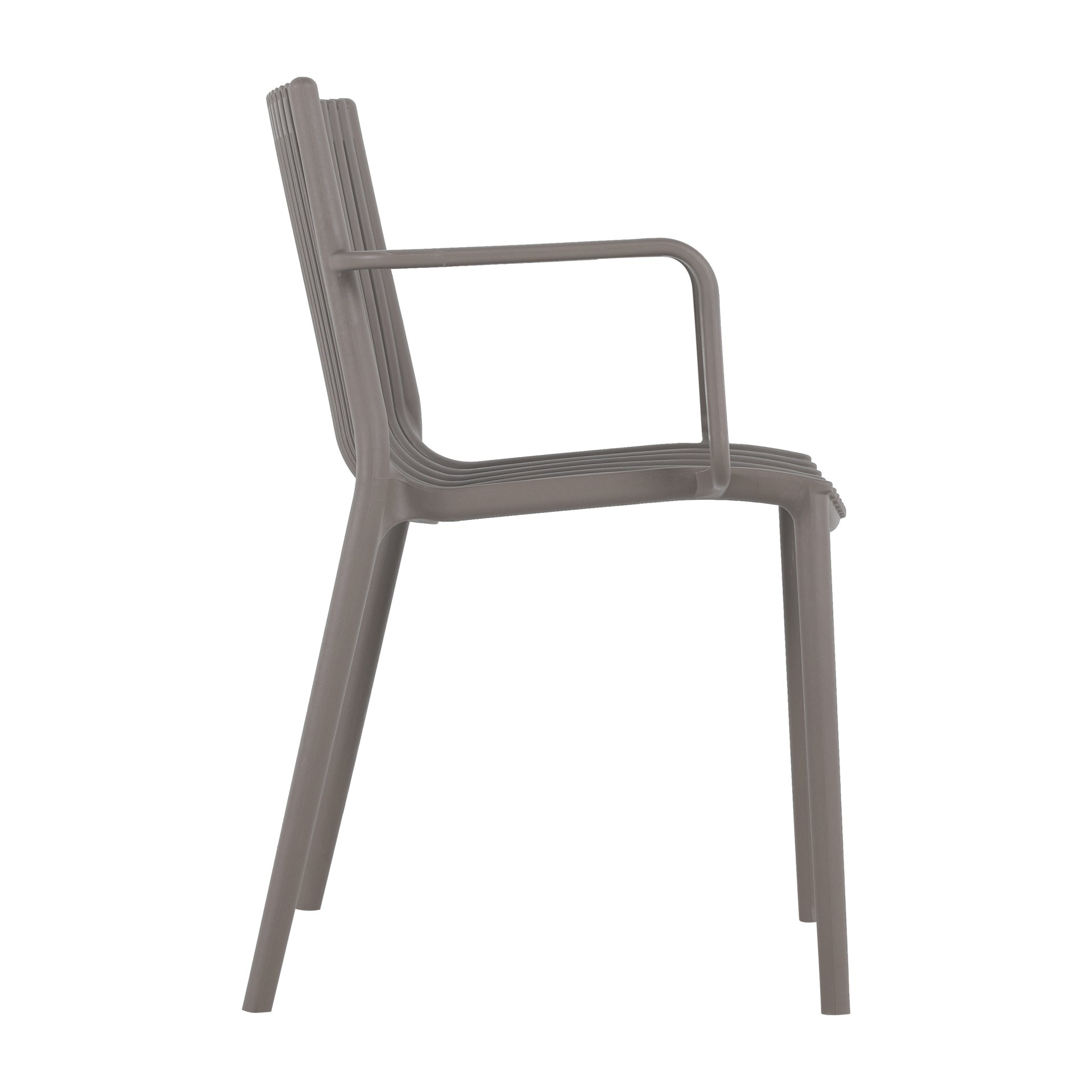 4 Piece Stackable Single Chairs With Vertical Stripe Design For All Weather - Warm Gray - Image 13