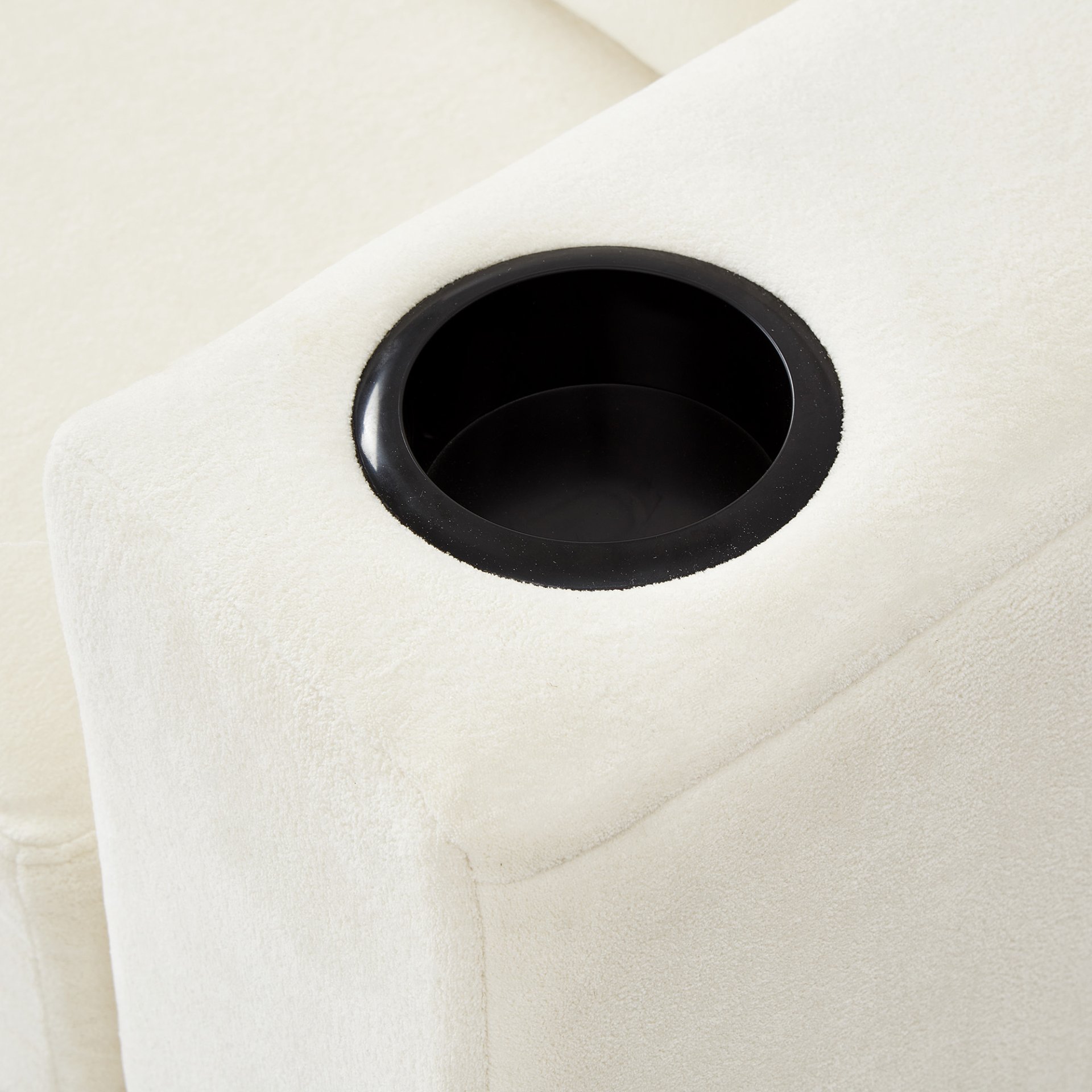 Modern Style Armchair Chaise Lounge Sofa Couch With Movable Storage Ottoman, USB Ports, Cup Holders, Phone Holder Chenille - Beige - Image 21