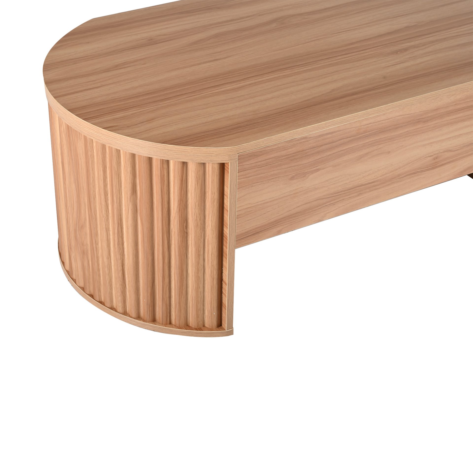 Lift Top Coffee Table With Hidden Compartment, Modern Oval Lift Tabletop For Home Living Room - Light Brown - Image 11