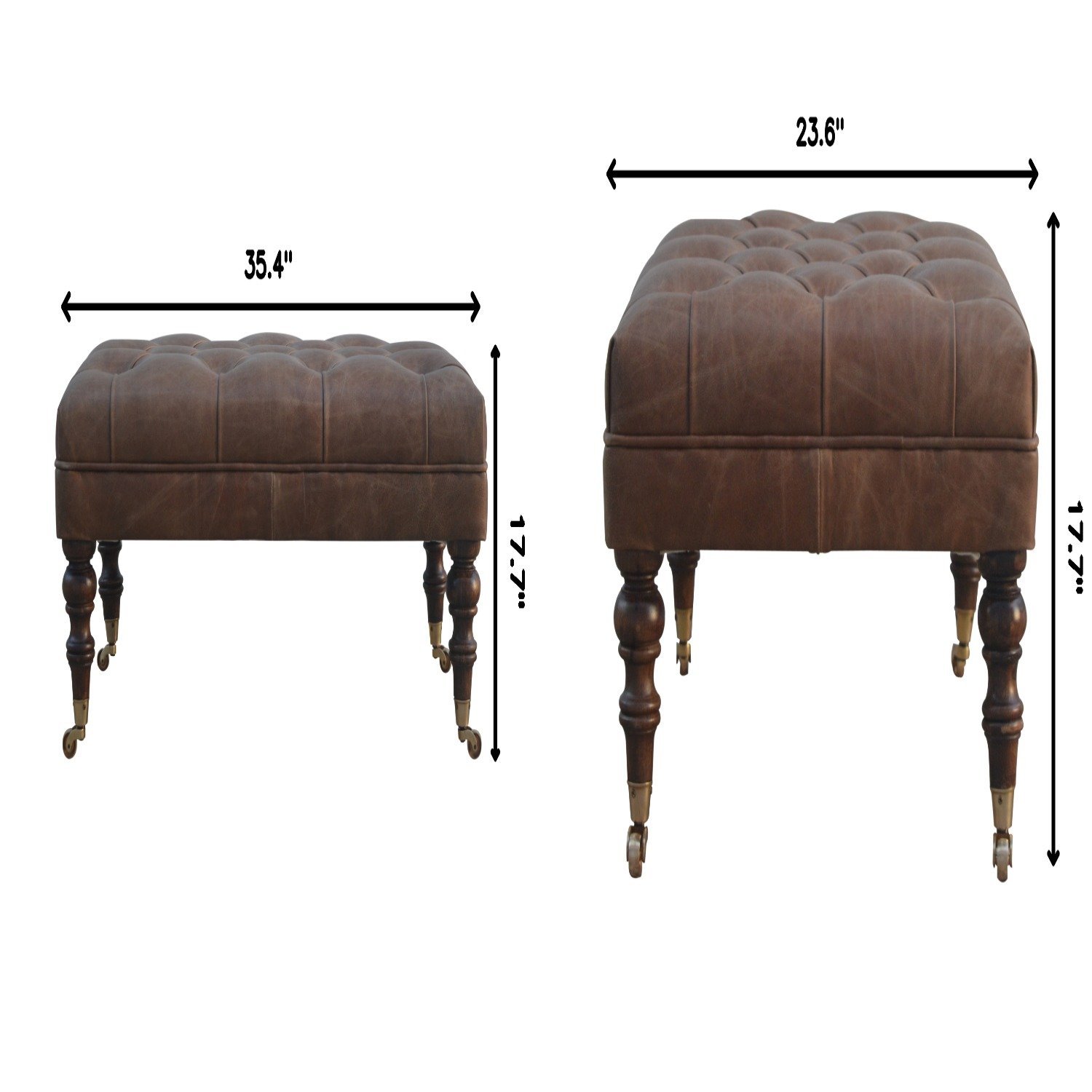 Buffalo - Leather Ottoman - Brown - Image 3