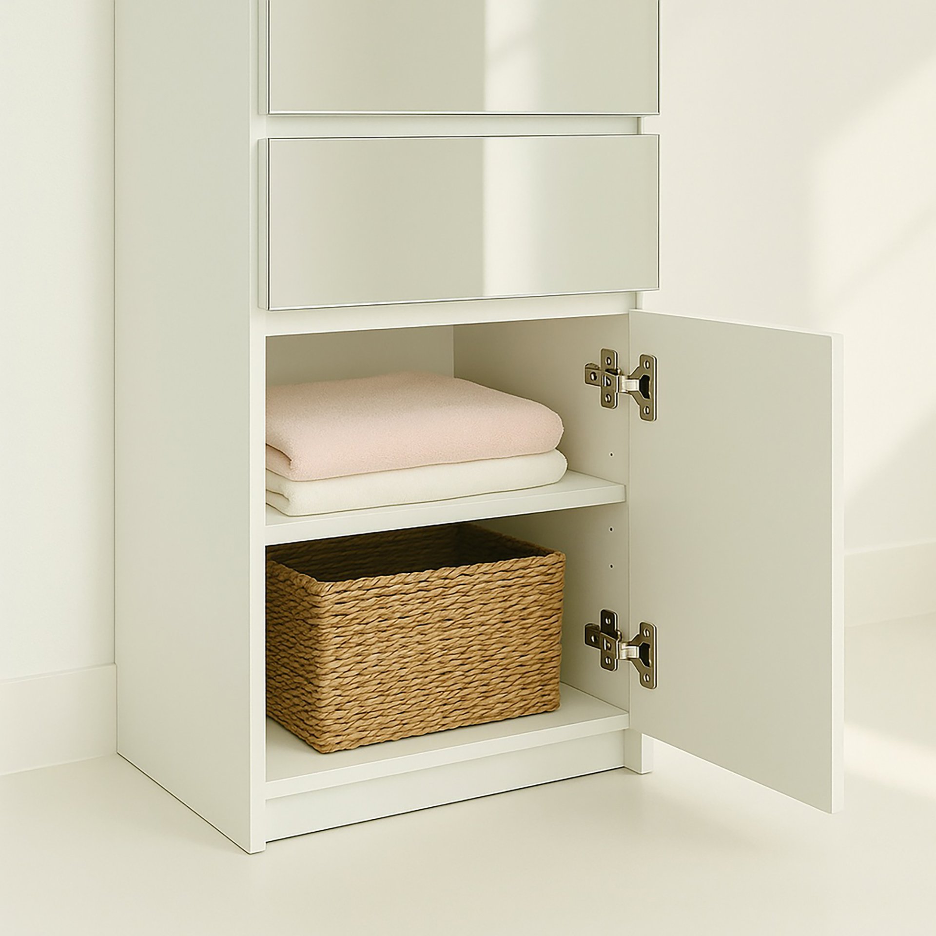 Elise - Modular Wood Closet System With Mirror In Versatile Storage Solution - White - Image 10