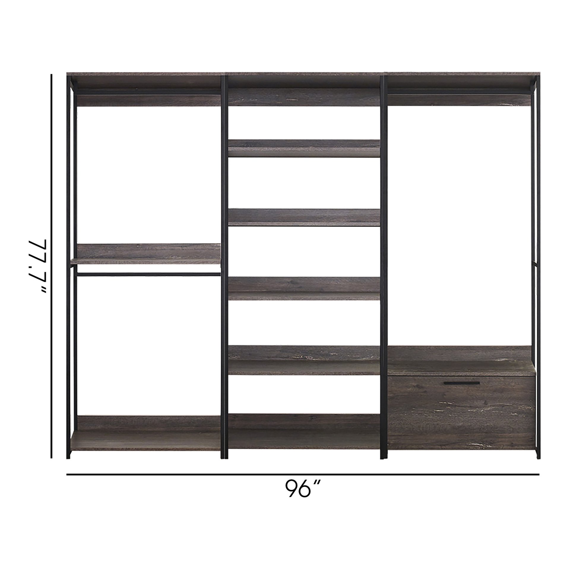 Monica - Walk In Closet System With Modular Design Melamine - Rustic - Image 3