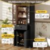 Bathroom Storage Cabinet, Adjustable Shelves & Drawer, Freestanding Linen Tower - Black - Image 9