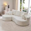 2 Piece Fabric Cloud Curved Sectional Sofa With Chaise For Living Room Bedroom Apartment - Snow White - Image 2