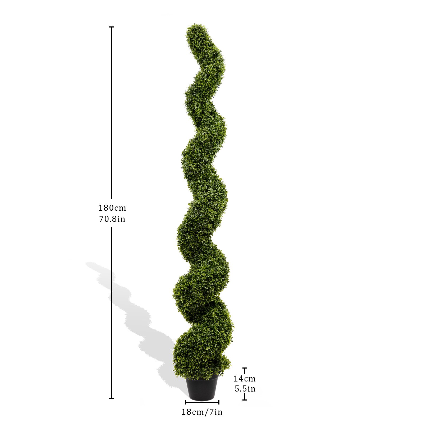Artificial Outdoor UV Resistant Plastic Boxwood Topiary Spiral Tree (Set of 2) - Green - Image 3