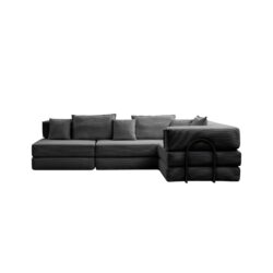 Oversized Upholstered Sectional Sofa Couch Set, Modular L Shaped Floor Sofa Set With 6 Pillows For Living Rooms - Black