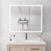 Bathroom Medicine Cabinet With Lights, LED Medicine Cabinet With Mirror, Double Door Lighted Medicine Cabinet With Defogger, Dimmer, Clock & Temp Display, 2 Outlets & USB Ports - Silver - Image 9