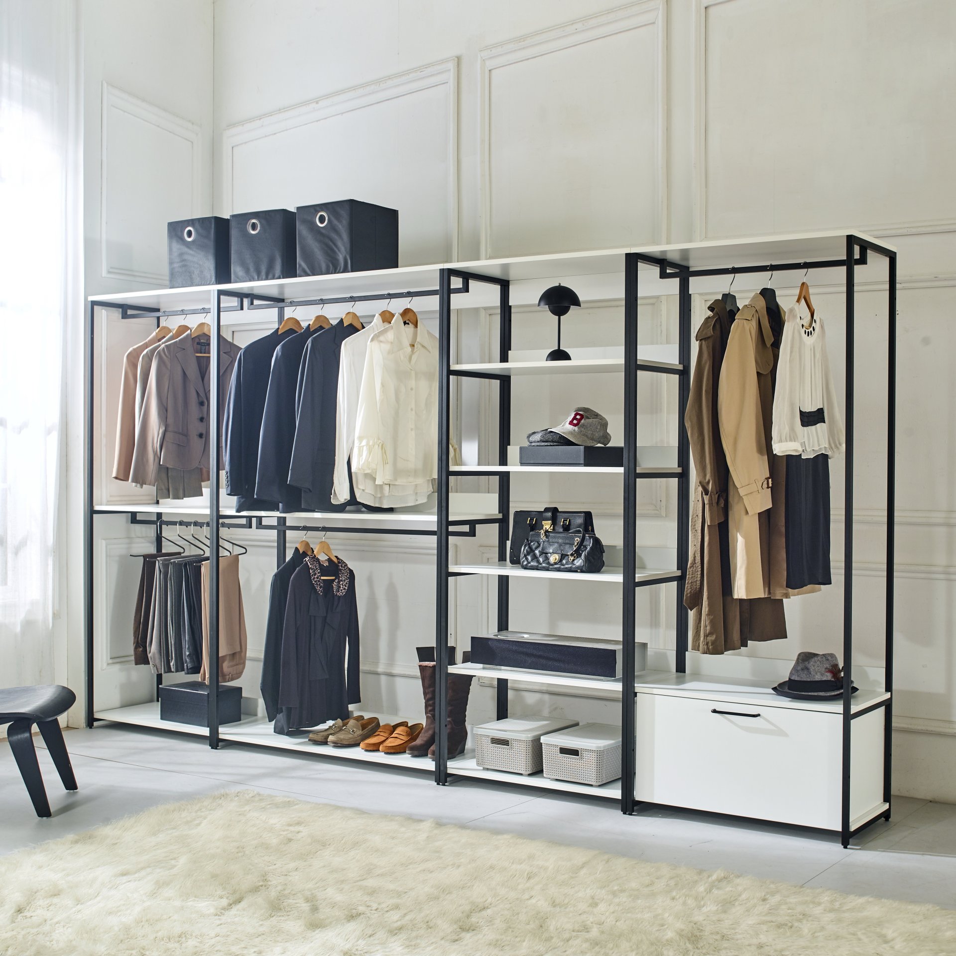 Fiona - Modern Walk In Closet With 5 Shelves And Metal - White - Image 5