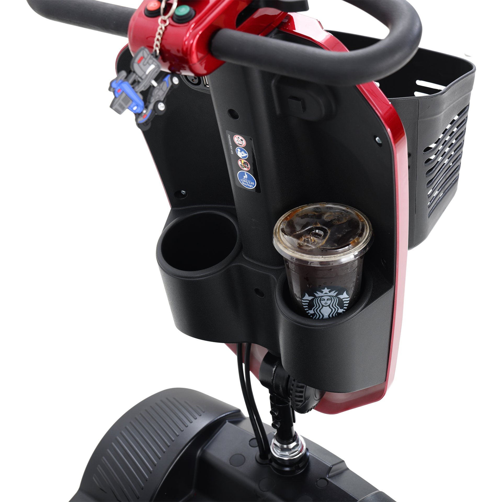 Max Plus - 4 Wheels Outdoor Compact Mobility Scooter With 2 Pieces X 20Ah Lead Acid Battery, 16 Miles, Cuo Holders & USB Charger Port - Red - Image 5
