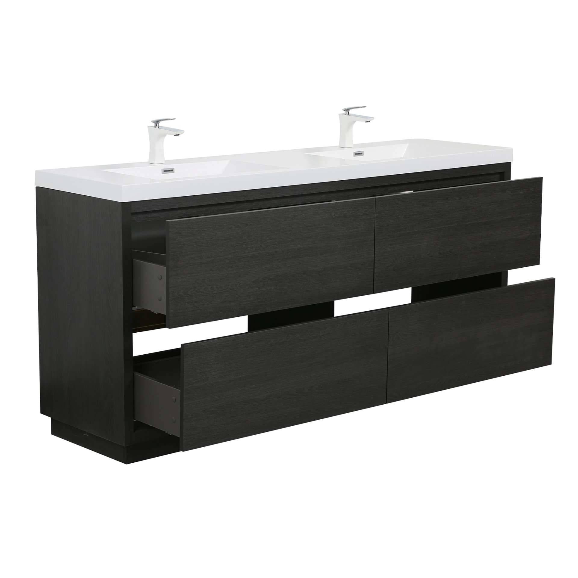 Freestanding Bathroom Vanity With Sink, Bathroom Storage Vanity Cabinet With Stone Resin Countertop And Soft Close Drawers - Espresso - Image 11