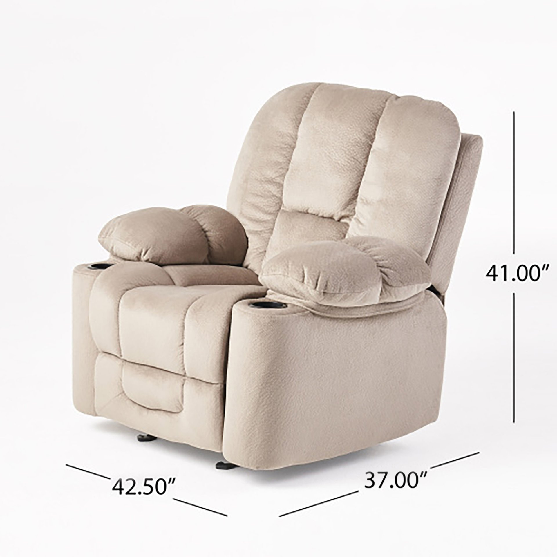 Luxurious Manual Recliner Chair, Skin-Friendly, Dual Cup Holders - Coffee - Image 12