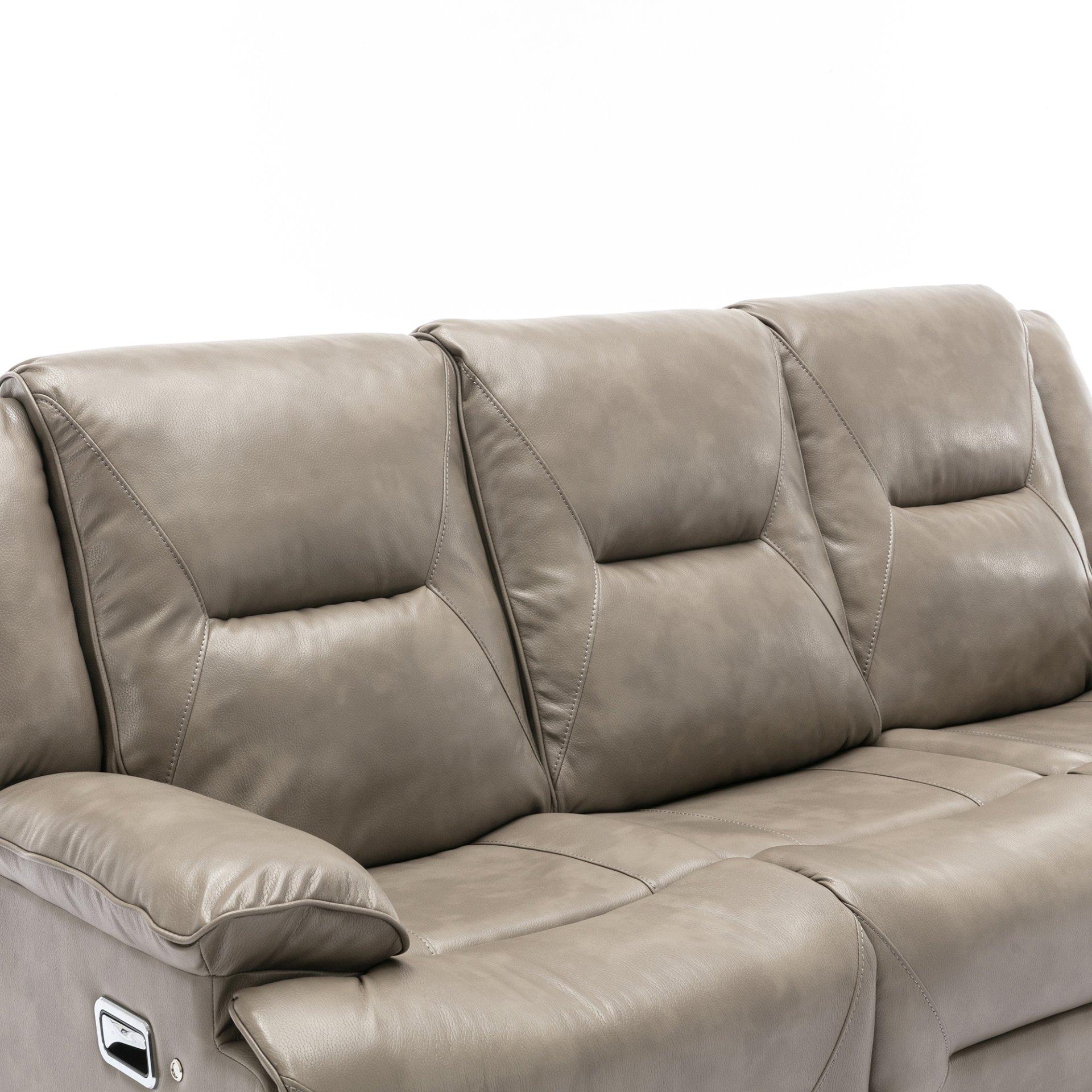 3 Seater Home Theater Recliner Manual Recliner Chair With A Led Light Strip Two Built-In Cup Holders For Living Room - Gray - Image 14