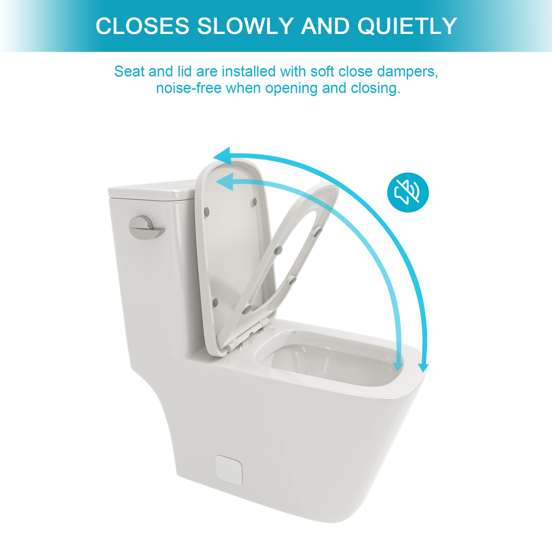 1 Piece Toilet With Single Flush And Soft Closing Seat - White - Image 7