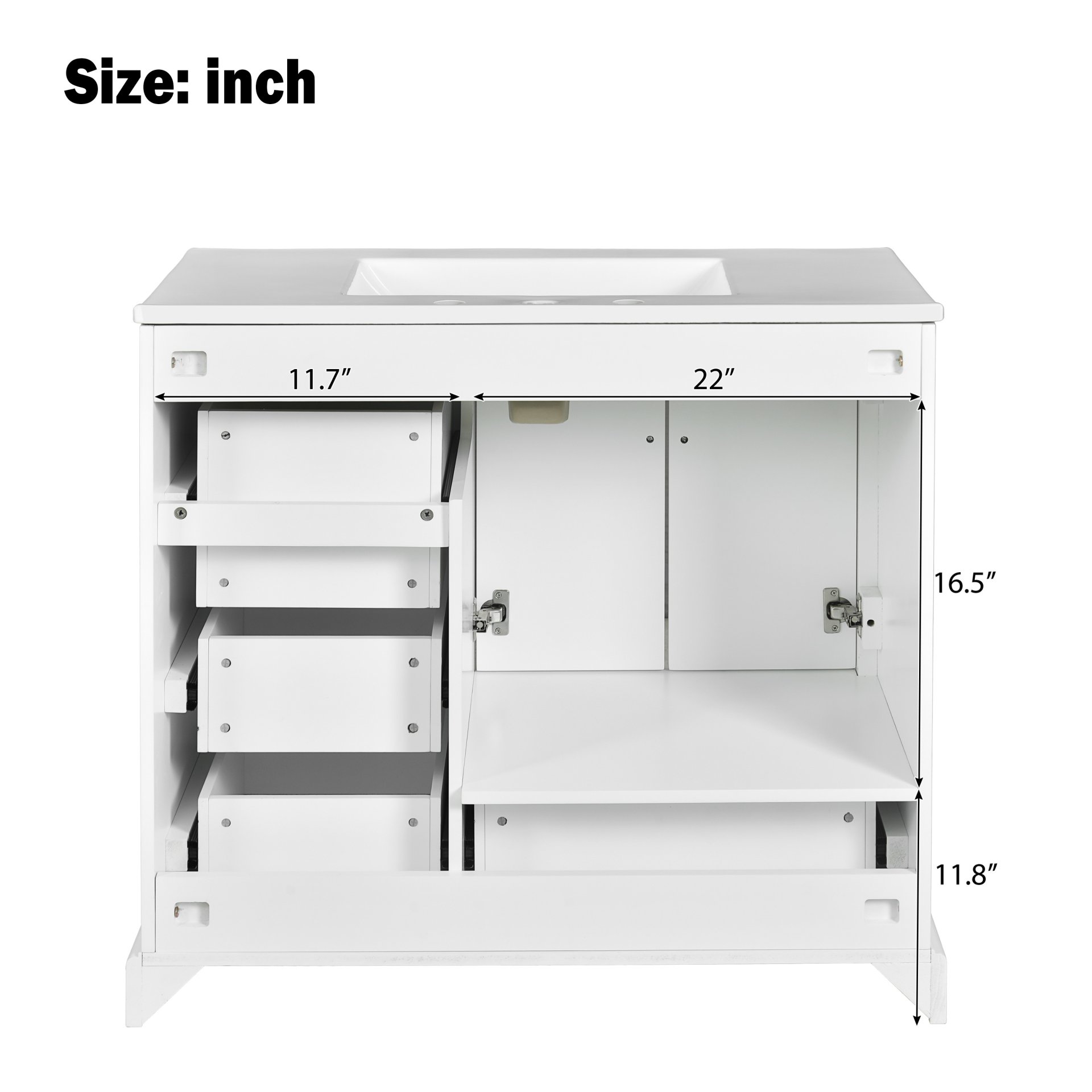 Traditional 36" Bathroom Vanity Cabinet With Sink, With Soft Close Doors And Four Drawers - White - Image 11