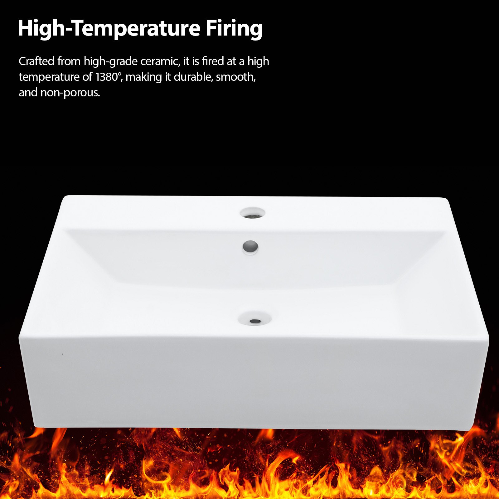 Console Sink With 304 Legs, 24" X 16.75", Wall Mounted Design - White / Black - Image 8