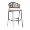 Outdoor Bar Height Metal Frame Counter Stools With Scallop Shaped Backrest & Water Resistant Cushions (Set of 2) - Matte Gray - Image 13