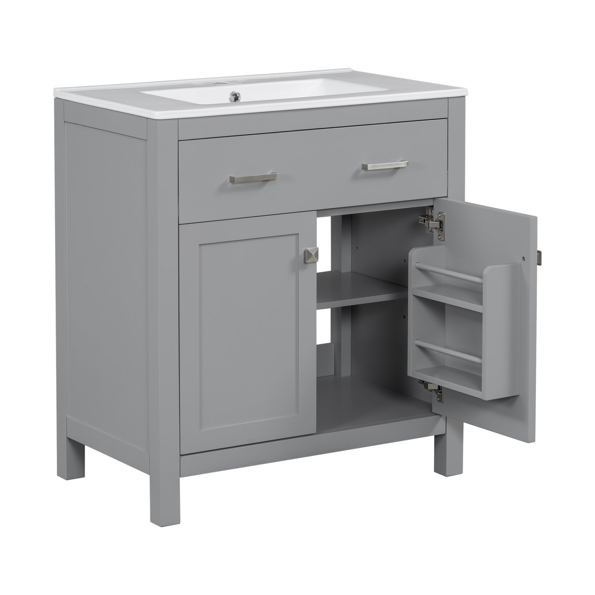 30" Bathroom Vanity With Sink And Soft Close Doors - Gray - Image 13