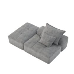 Modern Oversized Modular Sectional Sofa, Sparkling Chenille Soft Cushion Sofa With 2 Pillows, Diy Combination Tufted Sofa, No Assembly Required - Gray