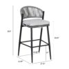 Outdoor Bar Height Metal Frame Counter Stools With Scallop Shaped Backrest & Water Resistant Cushions (Set of 2) - Matte Black - Image 3