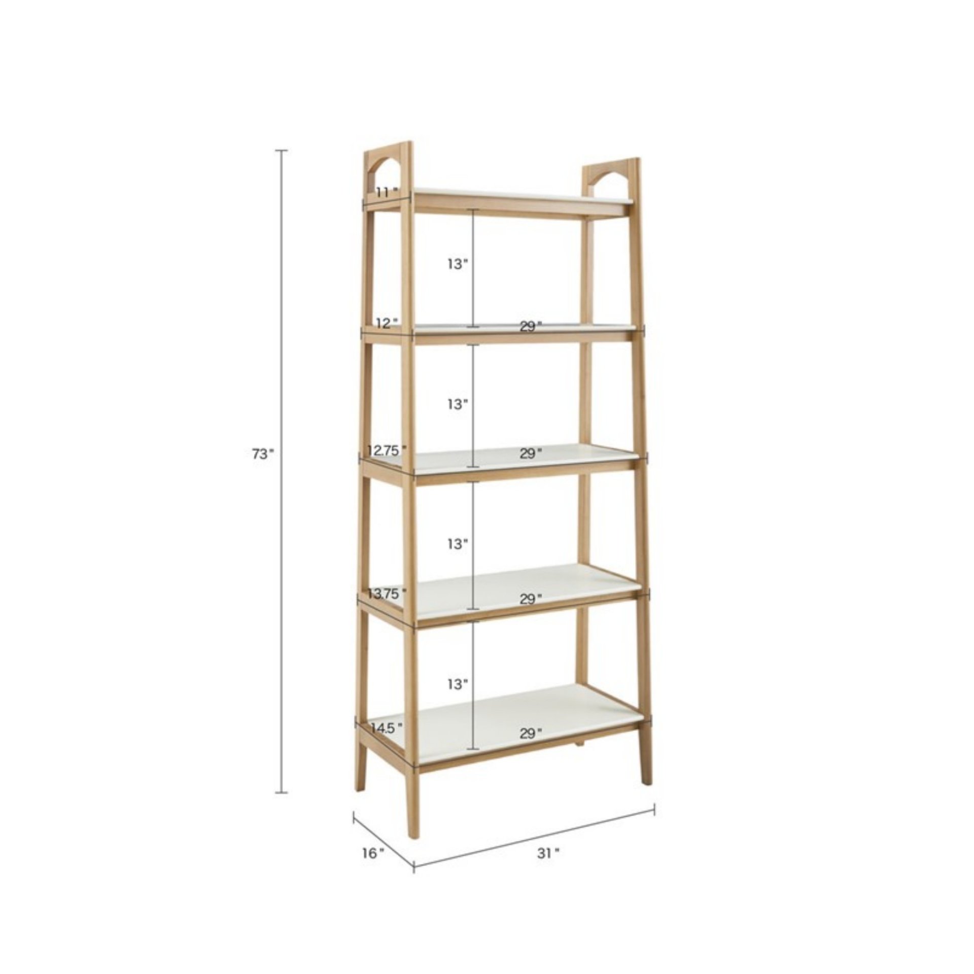 Parker - Bookcase With 5 Shelves - Off White / Natural - Image 3