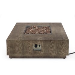 Wellington - Square Iron Fire Pit With Wood Pattern Design And 50, 000 Btu Output - Wood