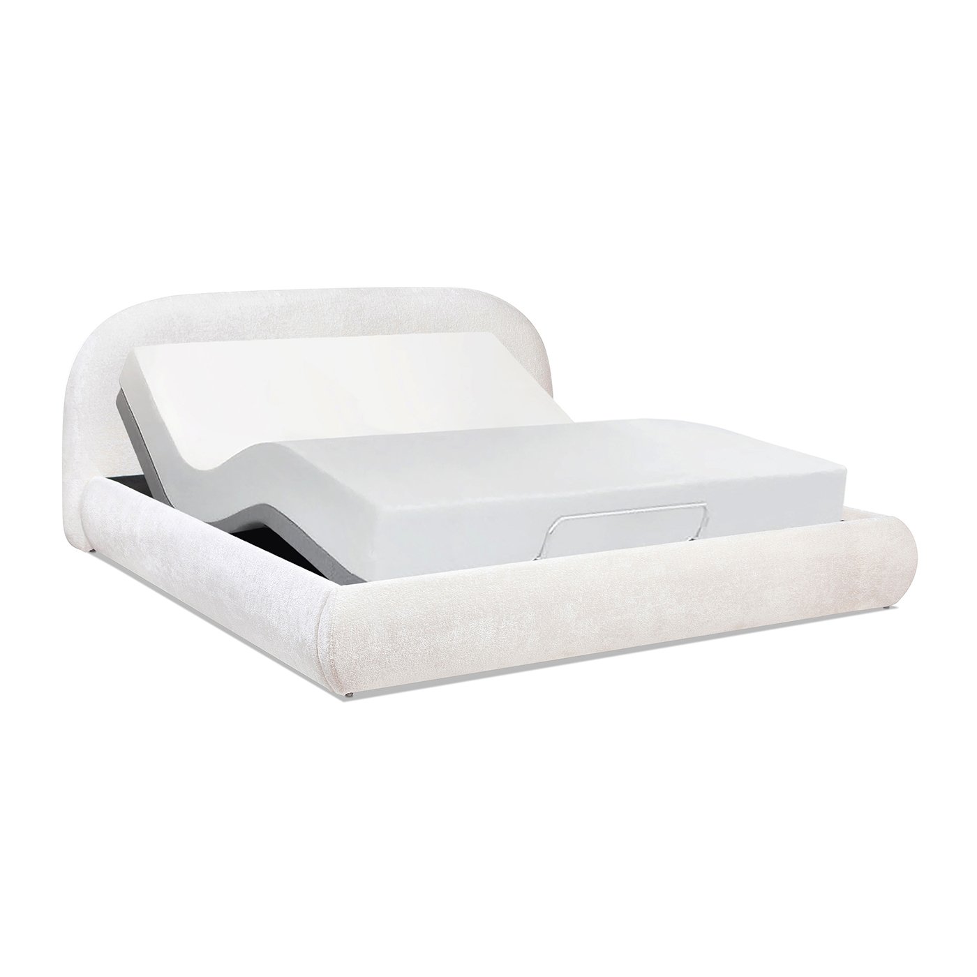 Archie Puffy Grounded - King Upholstered Platform Bed - Almond White - Image 17