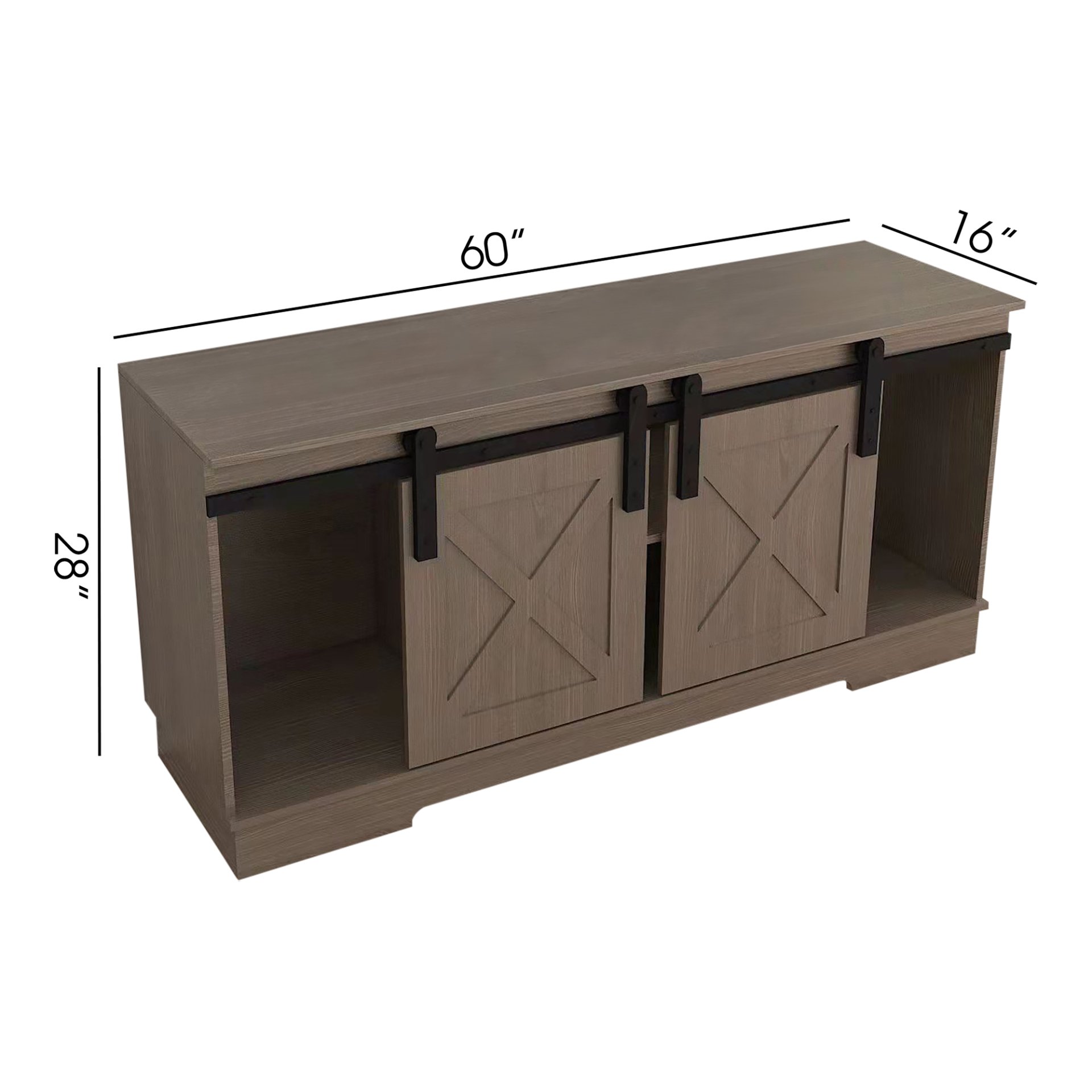 Lane - TV Stand With Sliding Barndoors Water And Heat Resistant Melamine - Rustic - Image 3