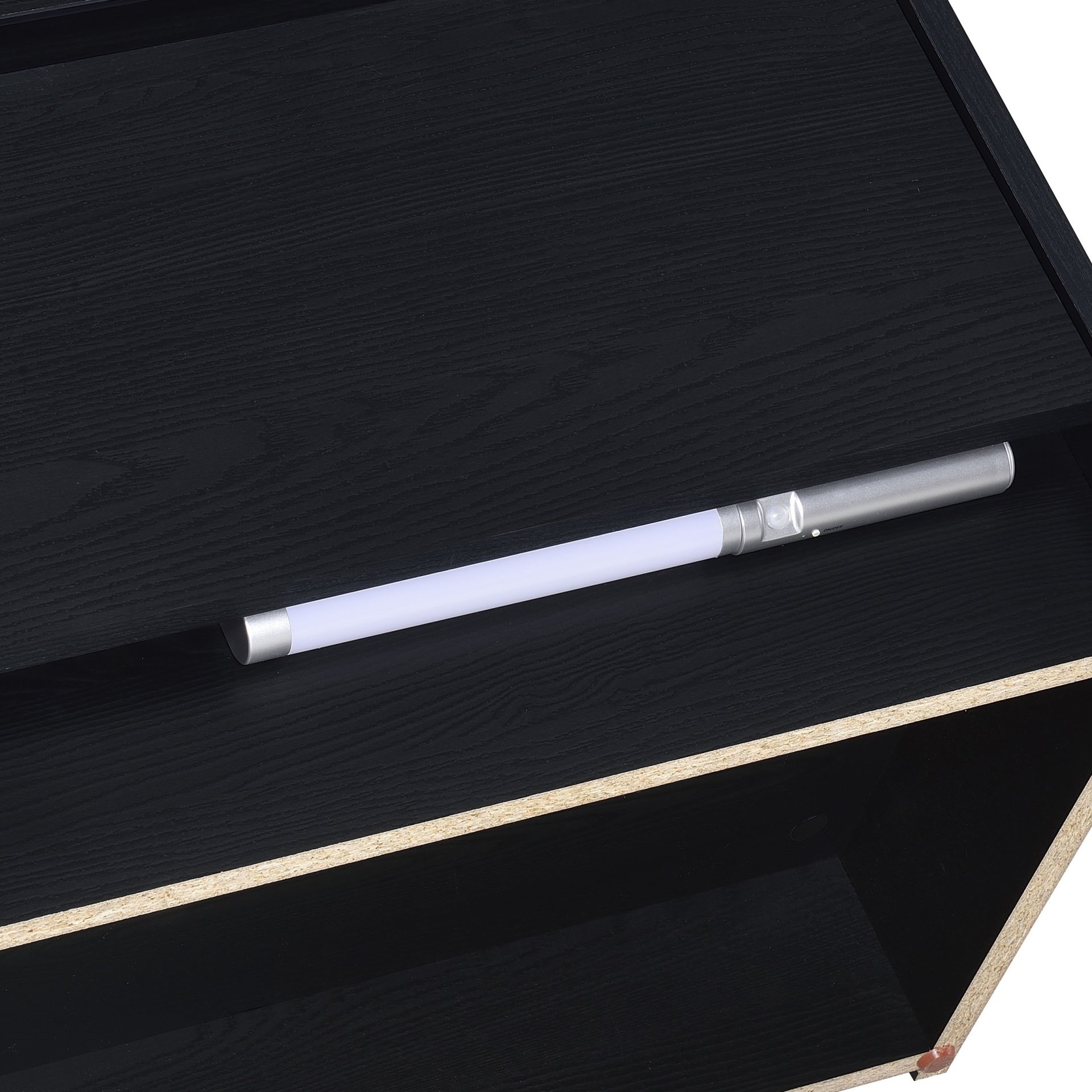 Nightstand Grain With Dual USB Ports And Motion Sensor LED Light - Black - Image 12