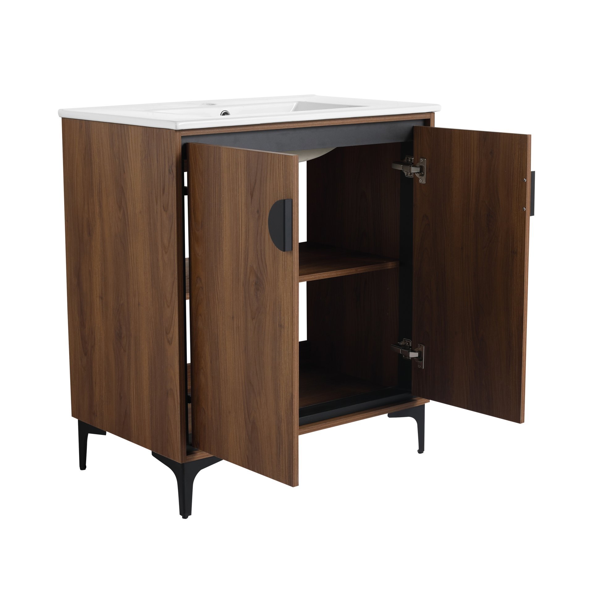 Bathroom Vanity Freestanding Cabinet With Sink - Brown - Image 15