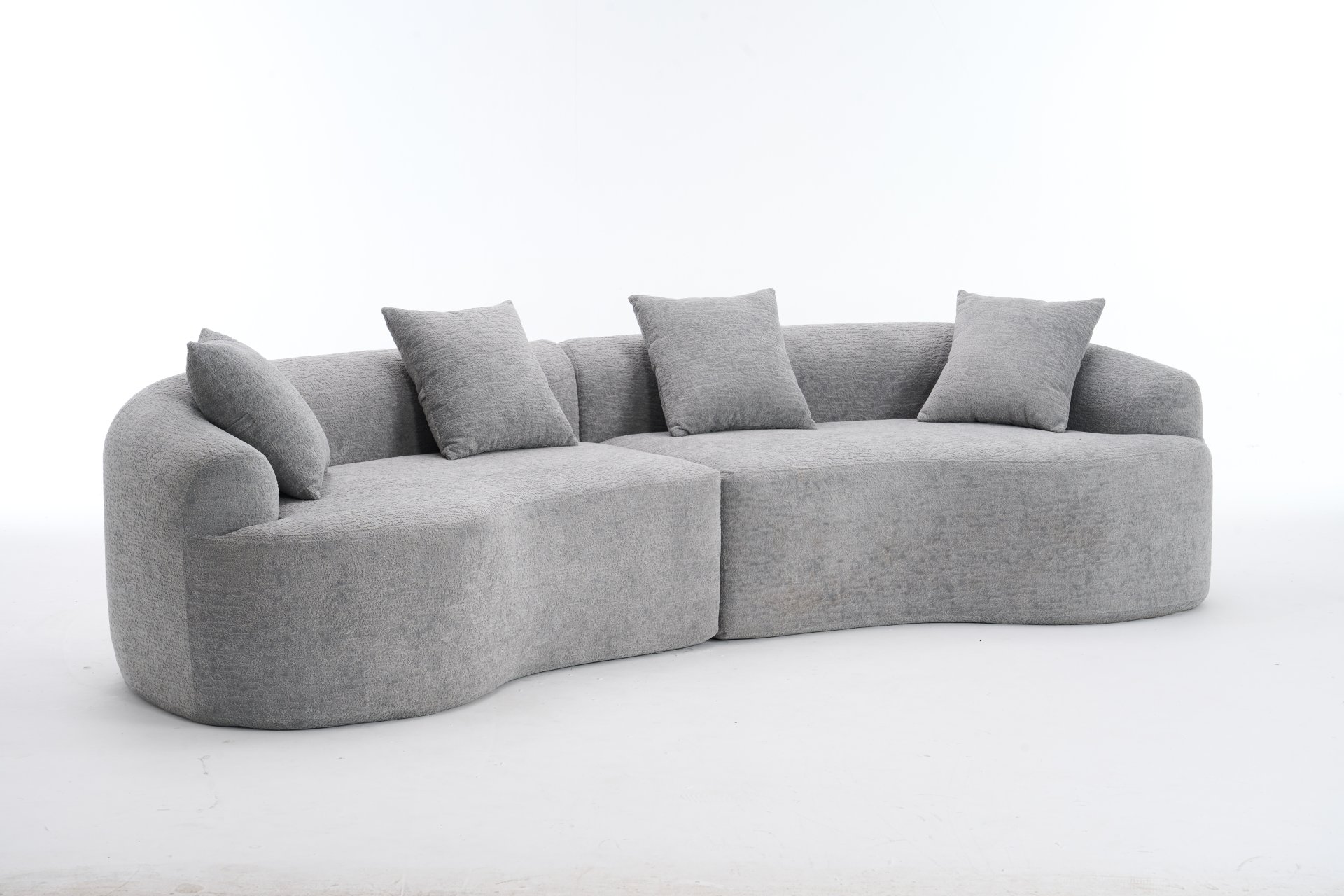 4 Seater Sofa With Chenille Fabric, 30D, 60 Hardness Full Sponge, 4 Pillow For Living Room, Home Furniture Sleeper Sectional Sofa For Apartment - Gray - Image 36