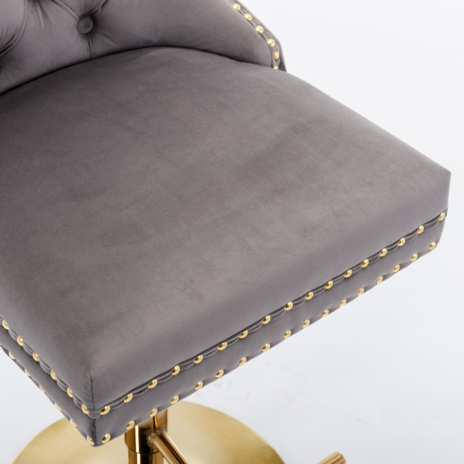 Thick Golden Swivel Velvet Barstools Adjusatble Seat Height From 25-33", Modern Upholstered Bar Stools With Backs Comfortable Tufted For Home Pub And Kitchen Island (Set of 2) - Gray - Image 14