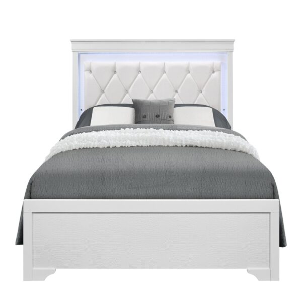 Shaker - King 5 Piece Bedroom Set With LED Lighting And Construction - White