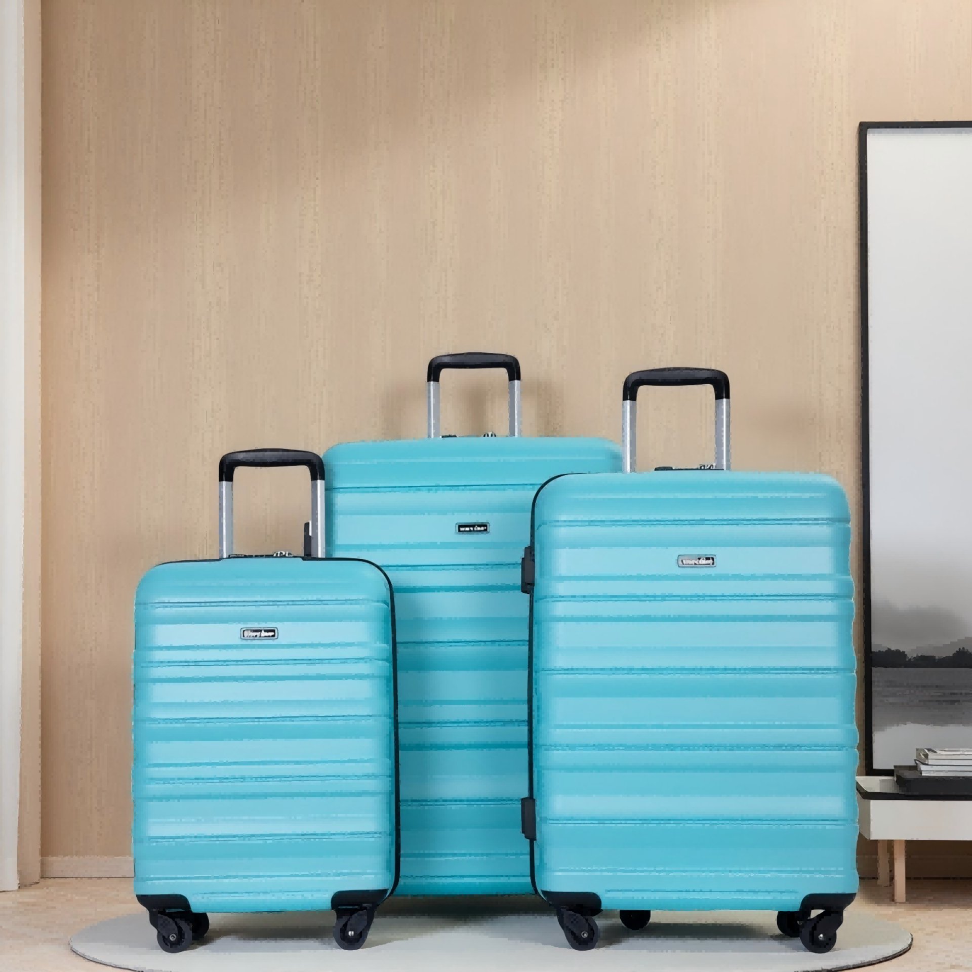 Expandable 3 Piece Luggage Sets Pc Lightweight & Durable Suitcase With Two Hooks, Spinner Wheels, Tsa Lock, (21/25/29) - Aqua Blue - Image 2