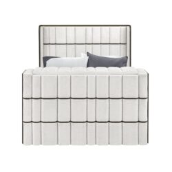 Isaiah - Queen Bed With 50" TV Lift LED, Speakers And Fireplace - White / Black